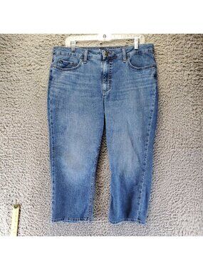 Lee Jeans Womens Size 16 Blue Mid Rise Regular Fit Capri Stretch Denim